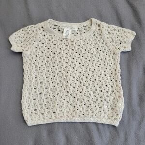 LOGG H and M Baby Girls 2T Beige Crochet Sweater See Through Pullover